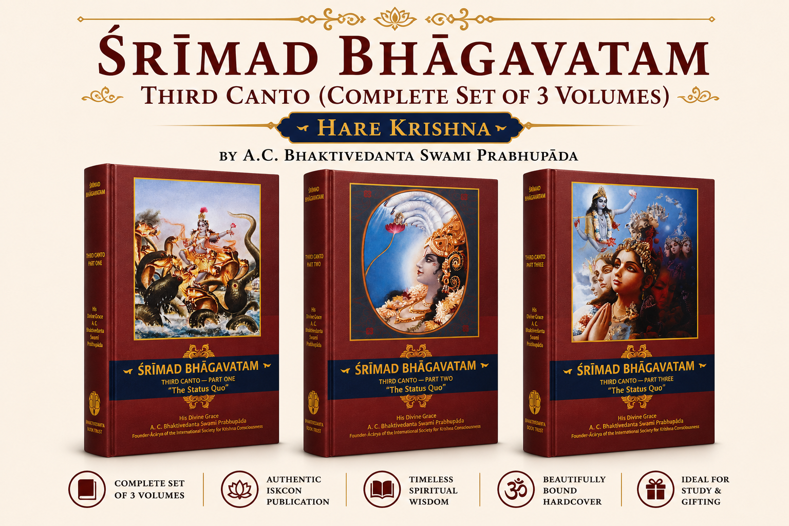 Srimad Bhagavatam – Full English 44-Volume Set by His Divine Grace A.C. Bhaktivedanta Swami Prabhupāda