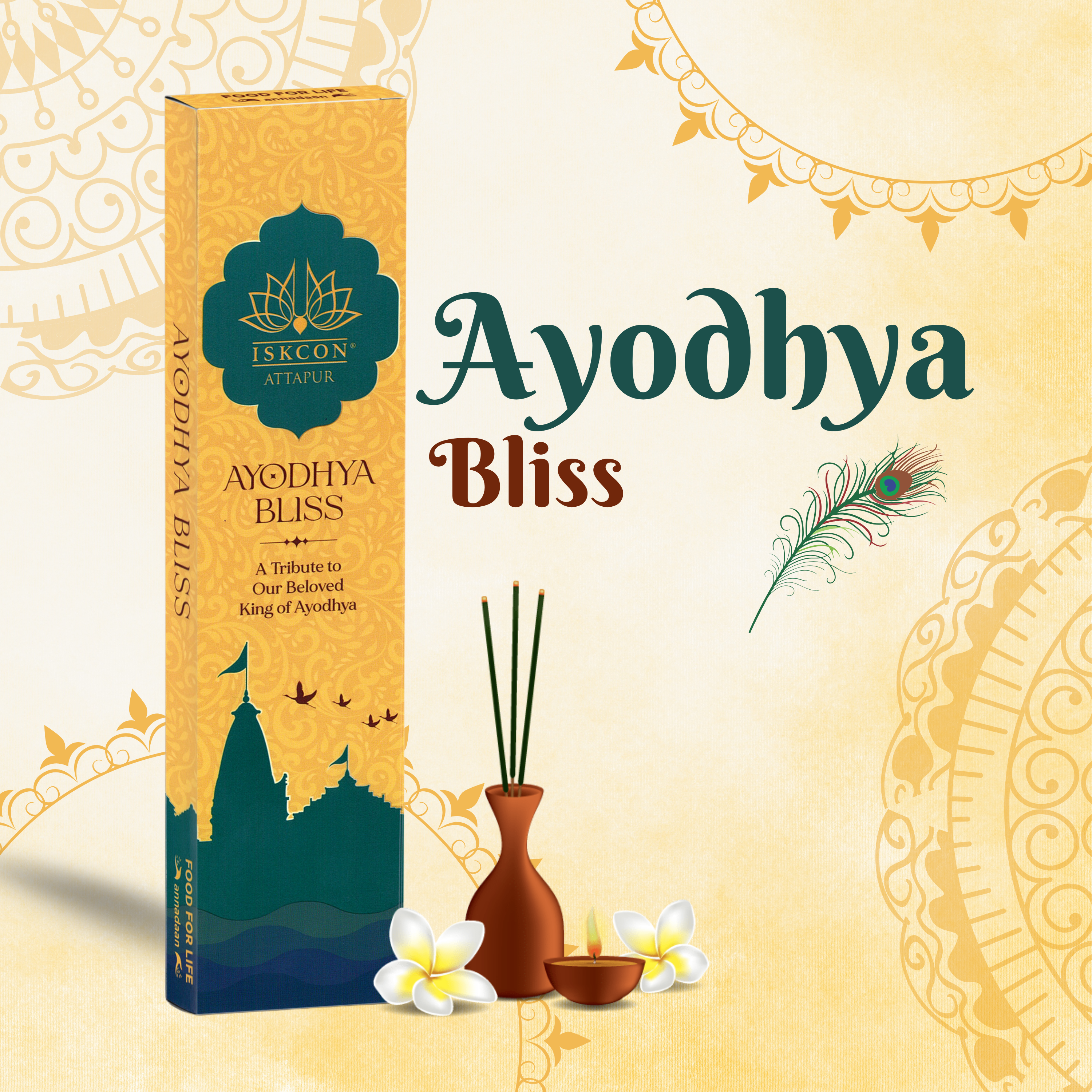 Ayodhya Bliss Natural Agarbatti 50 Gms for Home & Temple Worship