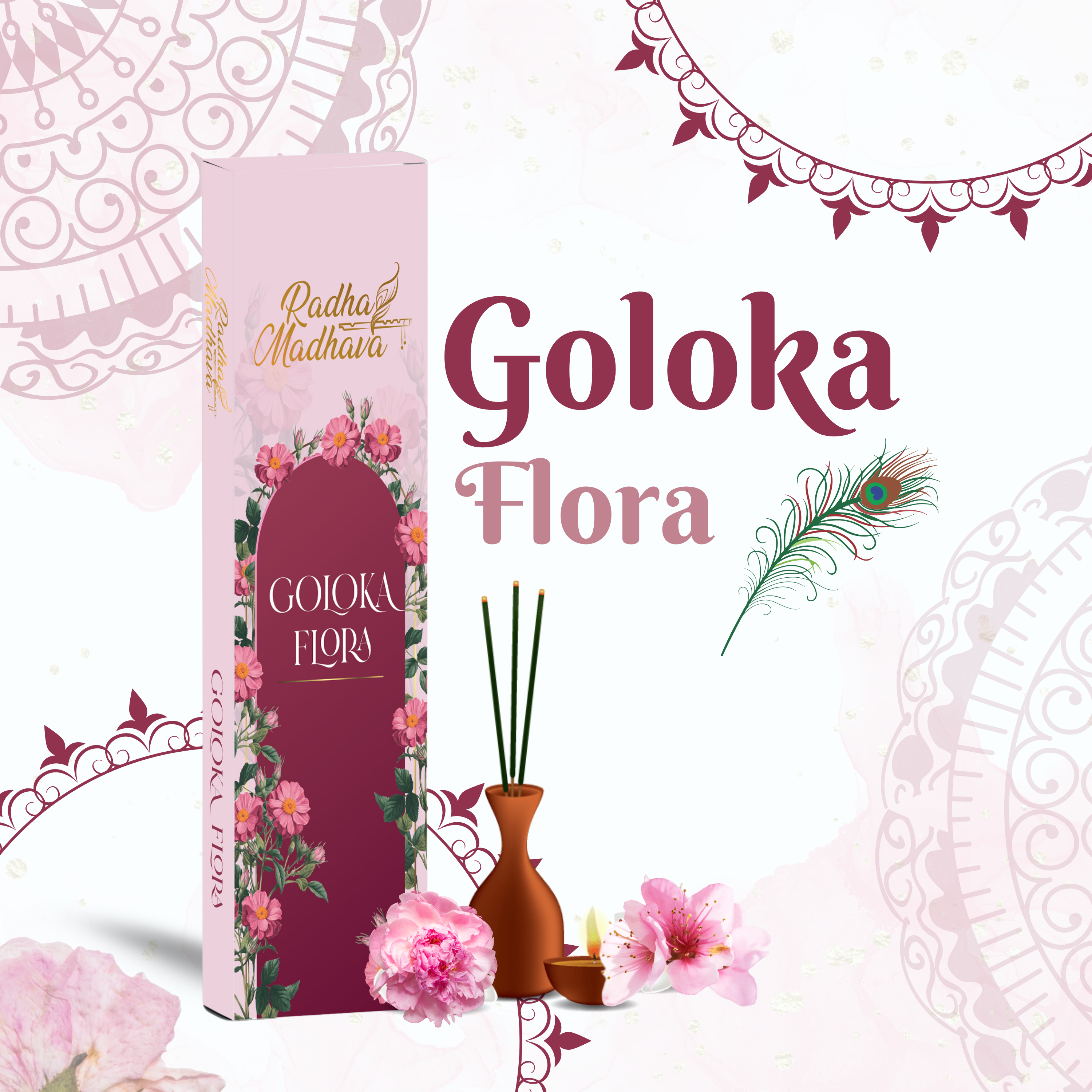 Goloka Flora Devotional Agarbatti 100 Gms for Home & Temple Worship