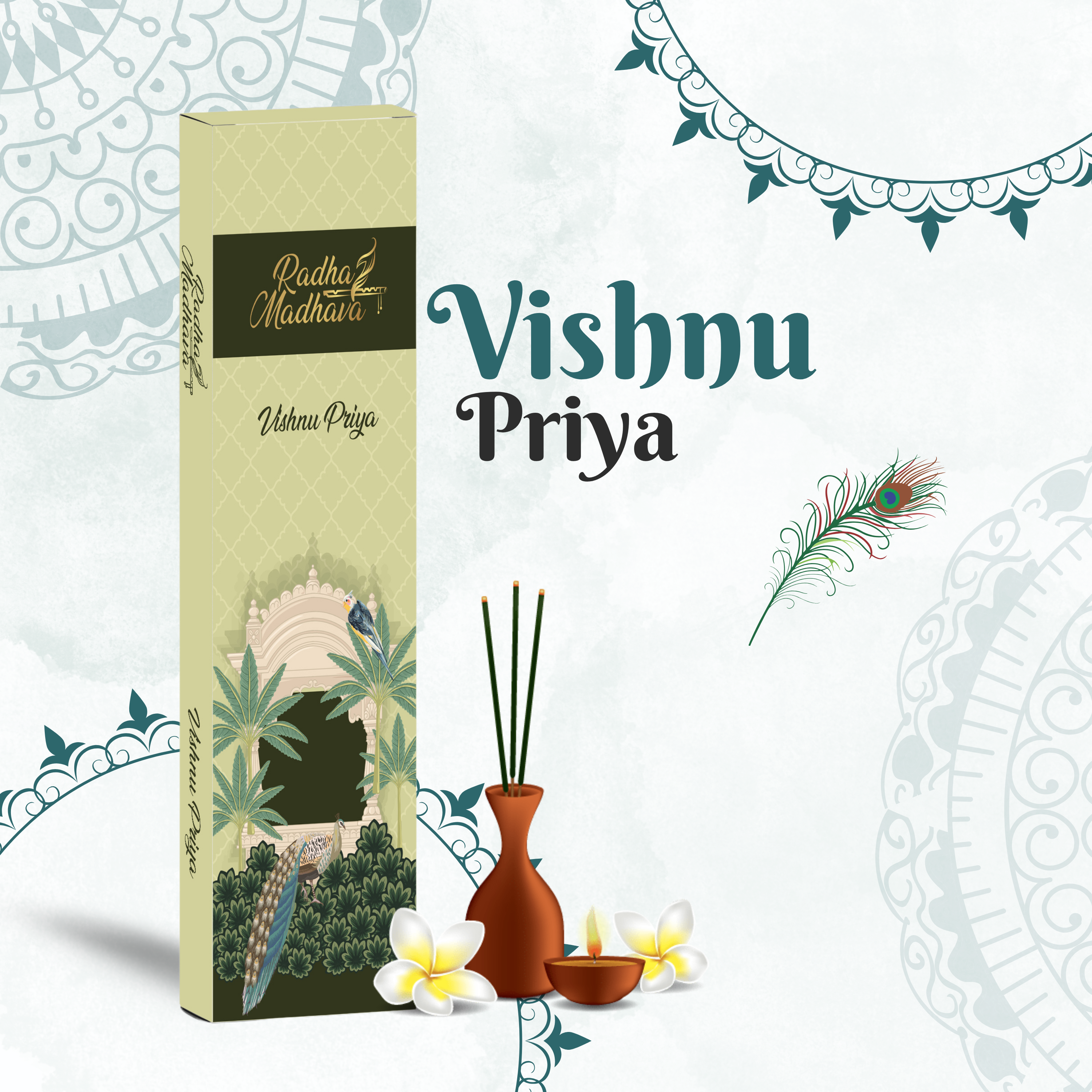 Vishnu Priya Devotional Agarbatti 100 Gms for Home & Temple Worship