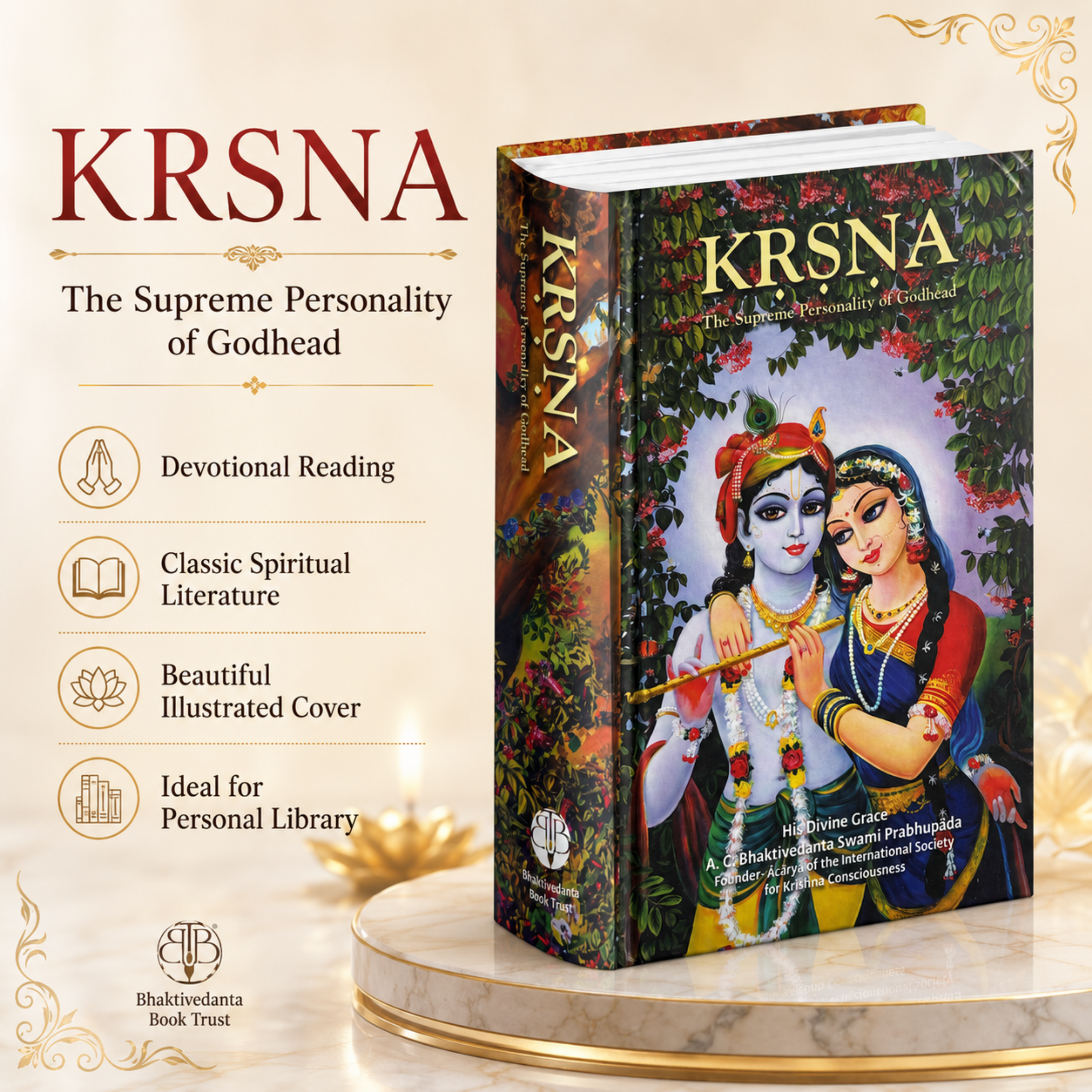 Krishna Book with Japa Mala + Bead Bag -Spiritual Reading & Chanting Combo